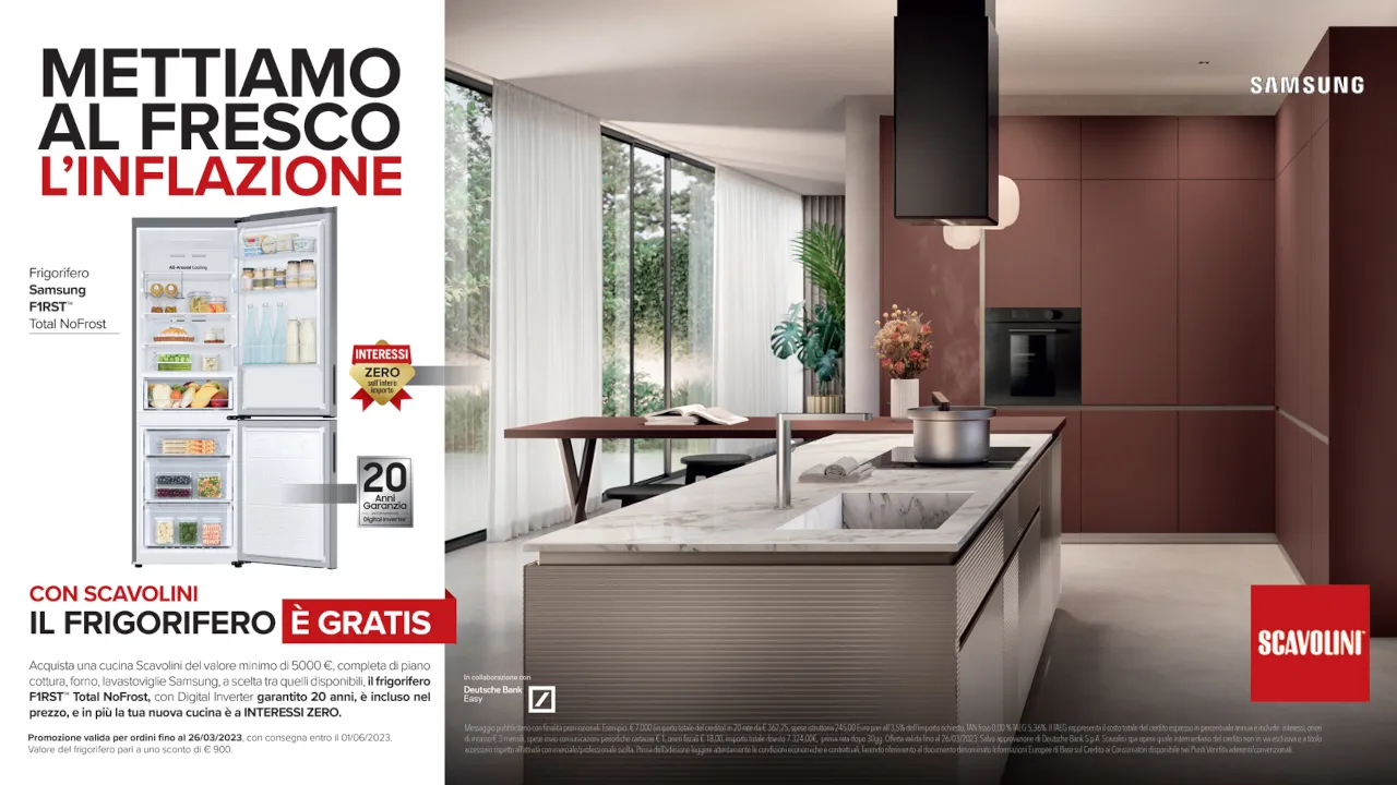 Con Scavolini il frigorifero Samsung è gratis